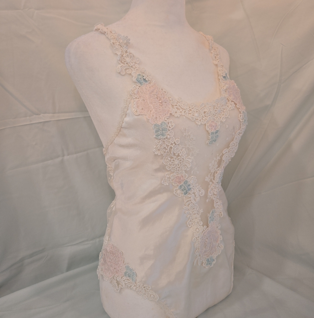 VTG Victorias Secret Gold Label Floral Embroidered Satin Lace Lingerie Small
